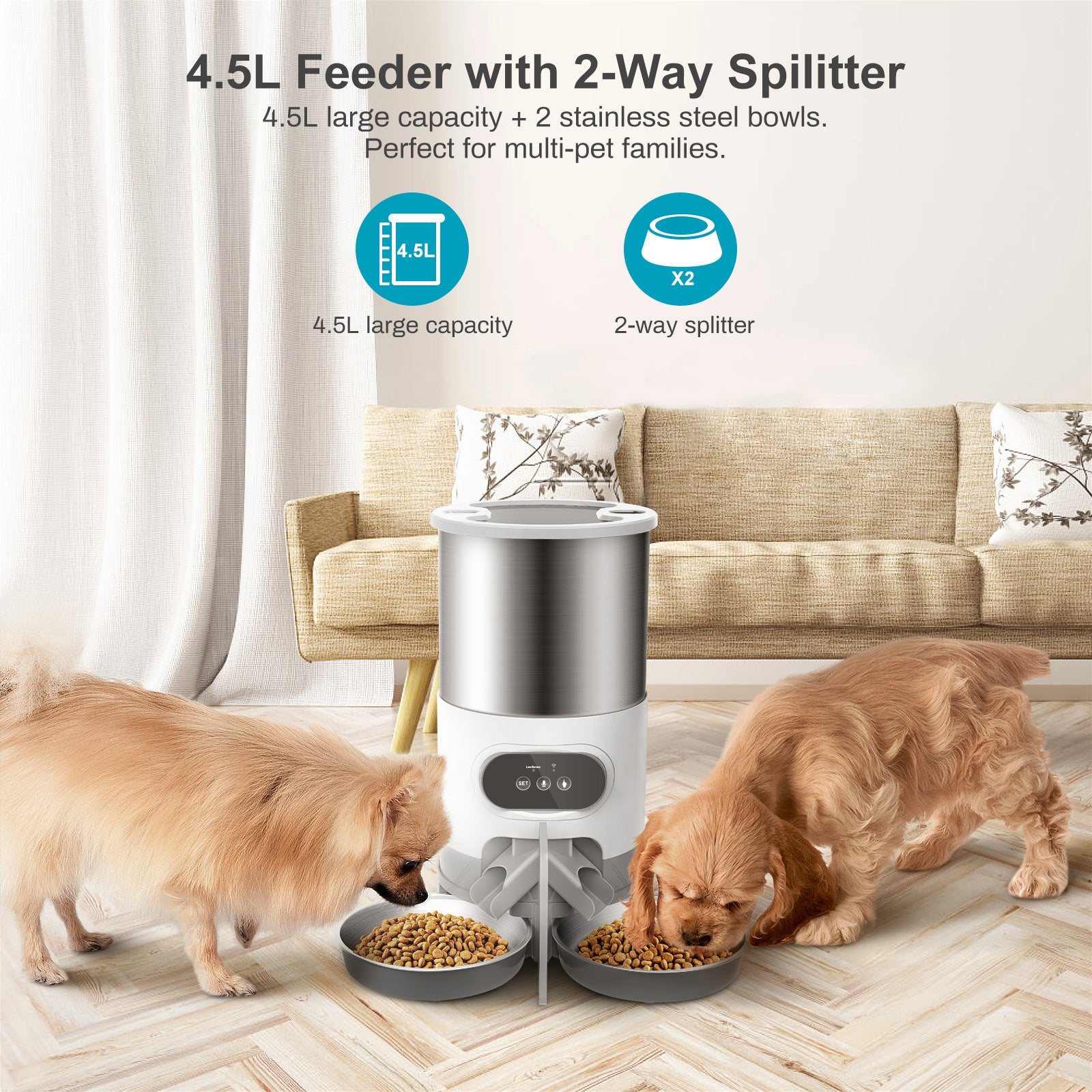 Feeder Dog Timing Recording 45L Double Meal