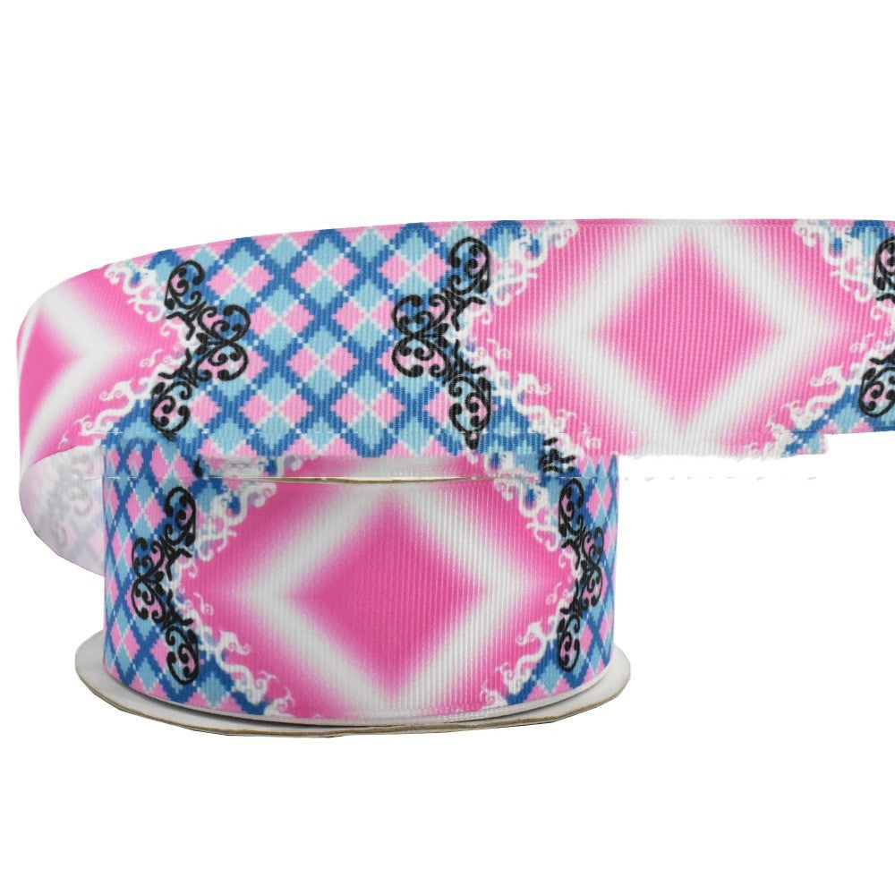 Digital Printing Ribbon Bow Handmade Webbing Satin Gradient Plaid