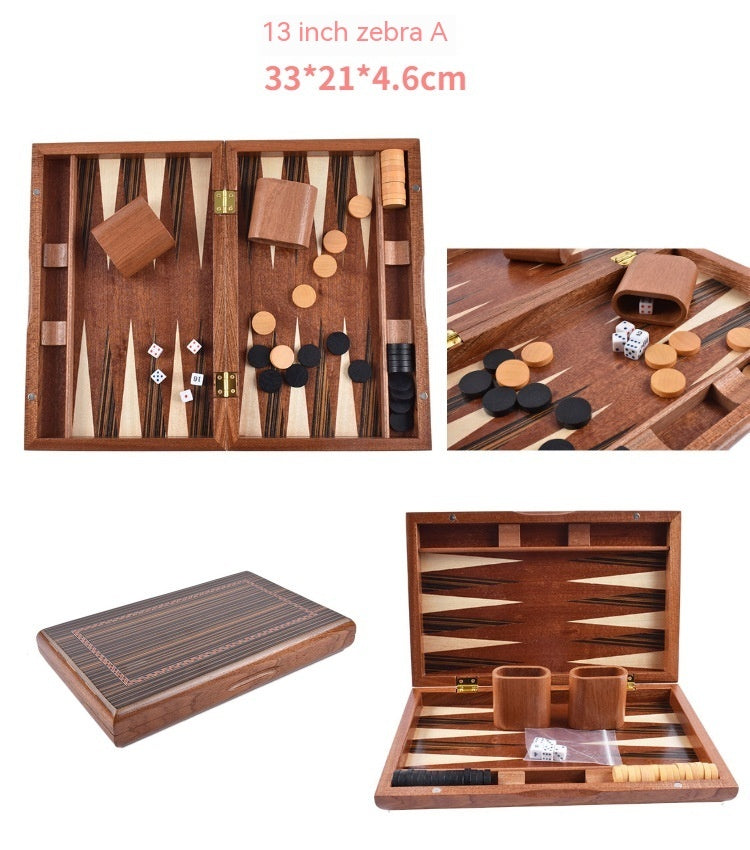 Factory High-grade Wooden Western Backgammon Chess Box Solid Wood Baccarat