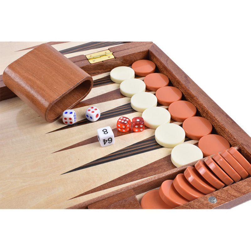 Factory High-grade Wooden Western Backgammon Chess Box Solid Wood Baccarat