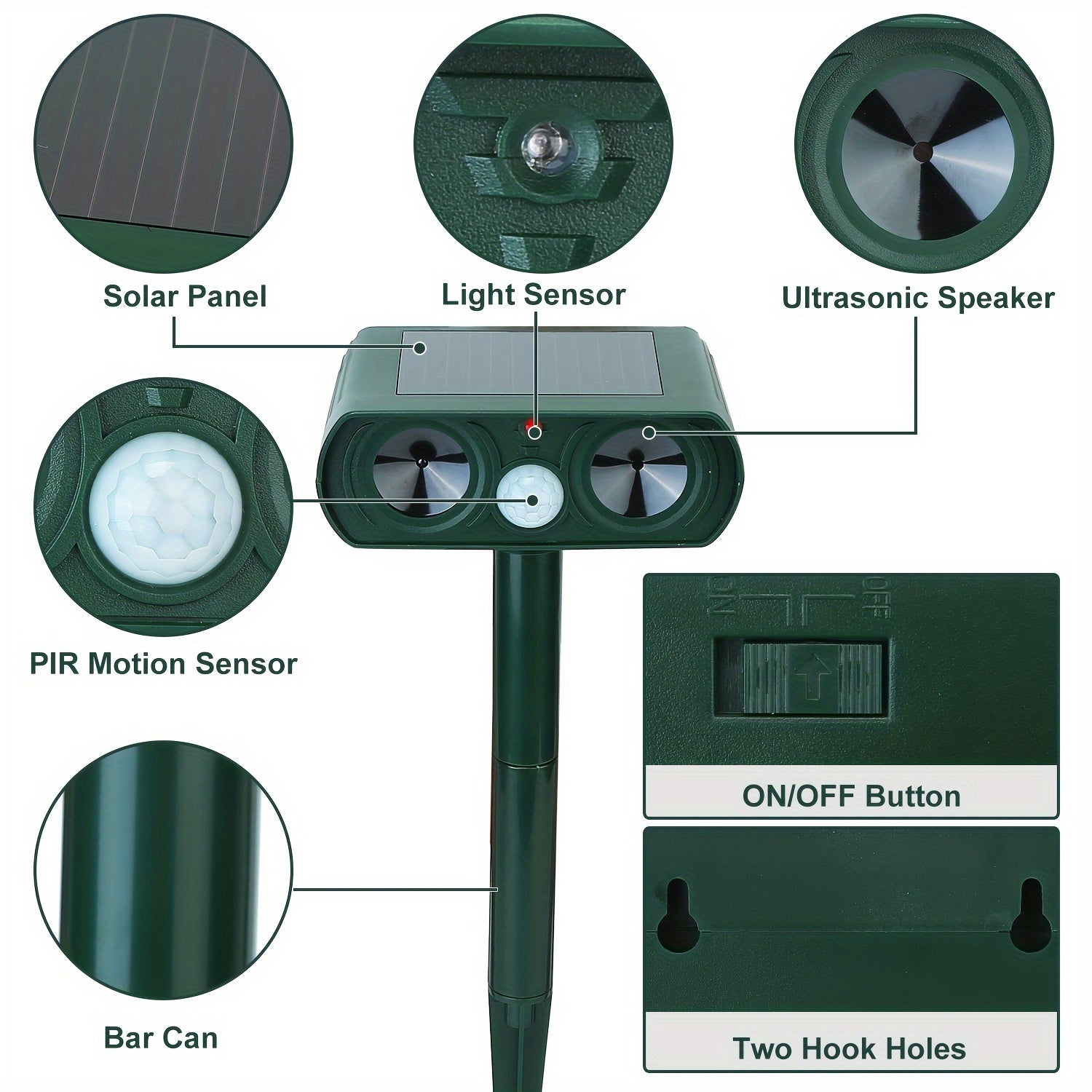 Animal Repellent, Solar Motion Sensor, Outdoor Farm, Garden, Courtyard Solar Power Ultrasonic Animal Repeller Pest Repellent Dog Cat Deer Raccoon