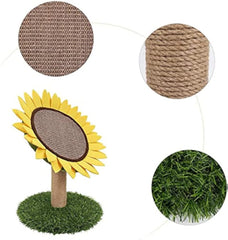 Sisal-Covered Cat Claw Scratcher Pole With Sunflower Cat Scratching Post And Flower Cat Tree Furniture