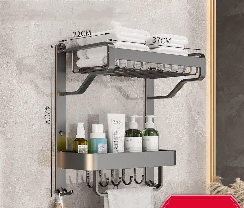 All-in-one Punch-free Bathroom Wall-mounted Toiletry Multi-layer Storage Rack