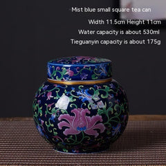 Enamel Ceramic Tea Jar Large Sealed Storage Jar Moisture-proof Storage