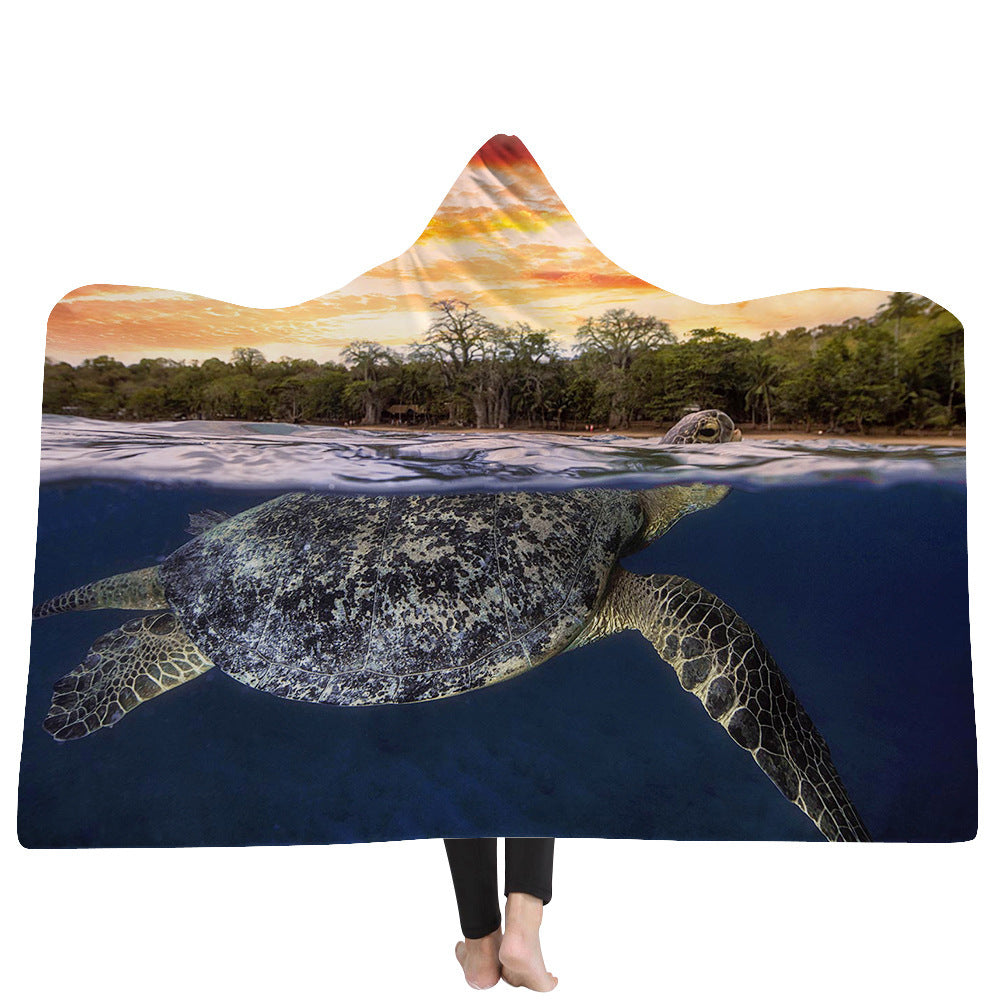 New Ocean Turtle Series Hooded Blanket Cape