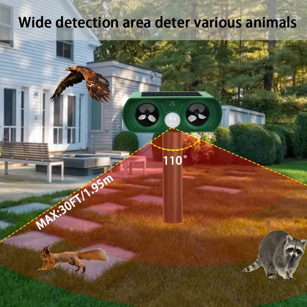 Animal Repellent, Solar Motion Sensor, Outdoor Farm, Garden, Courtyard Solar Power Ultrasonic Animal Repeller Pest Repellent Dog Cat Deer Raccoon