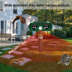 Animal Repellent, Solar Motion Sensor, Outdoor Farm, Garden, Courtyard Solar Power Ultrasonic Animal Repeller Pest Repellent Dog Cat Deer Raccoon