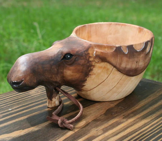 Hand Carved Cup Scandinavian Kuksa Wooden Mug Camping Gear Coffee Cup Kuksa Guksi Kuksa Wild Boar Cups Christmas