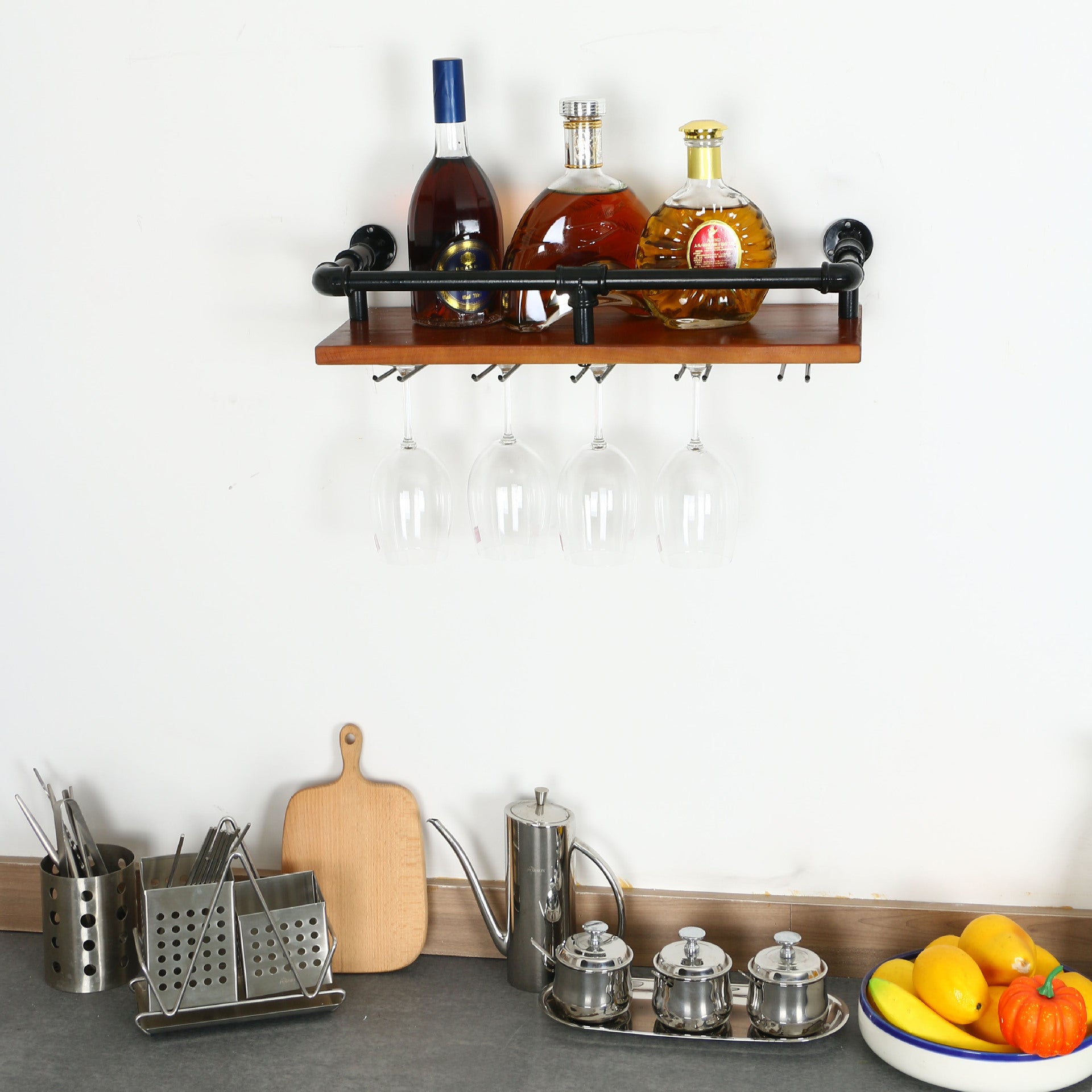 Industrial Bar Hanging Wall Mounted Wine Rack