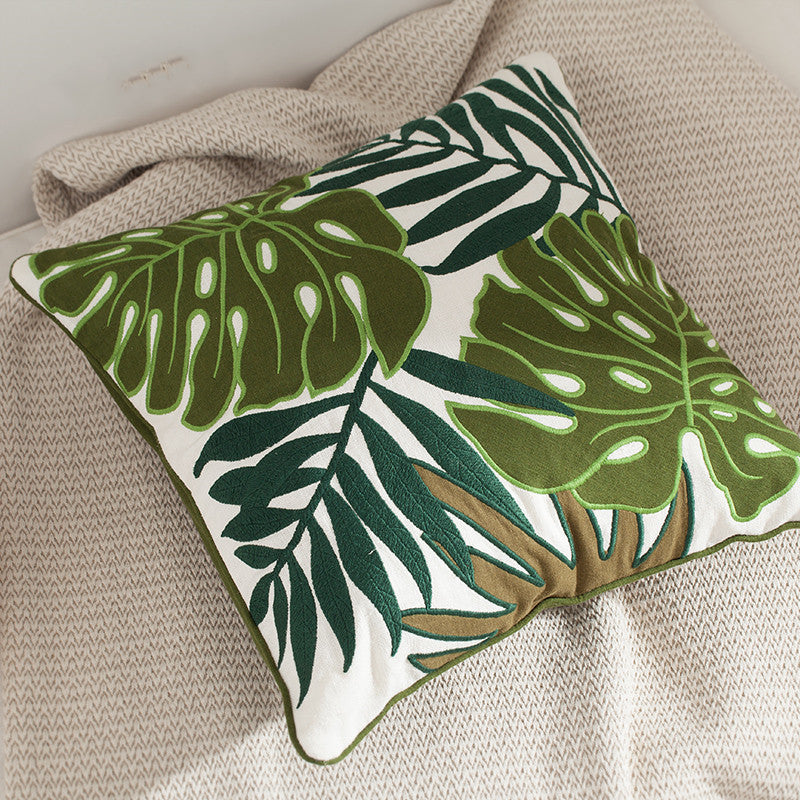 Nordic Green Cactus Plant Summer Bay Window Throw Pillow