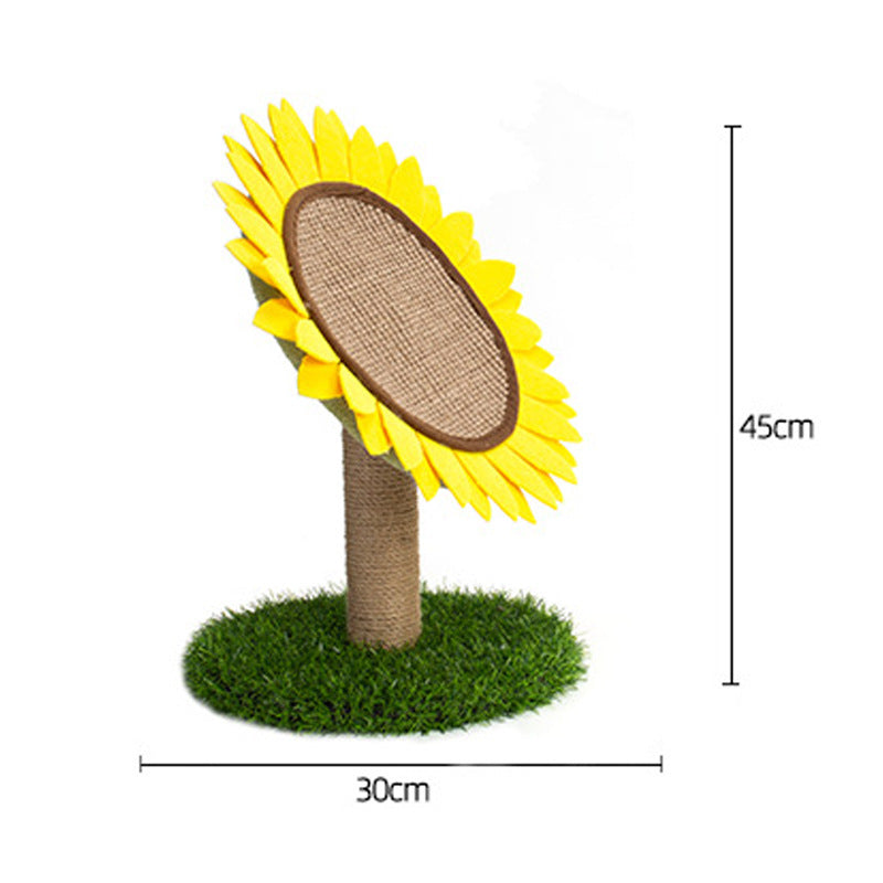 Sisal-Covered Cat Claw Scratcher Pole With Sunflower Cat Scratching Post And Flower Cat Tree Furniture