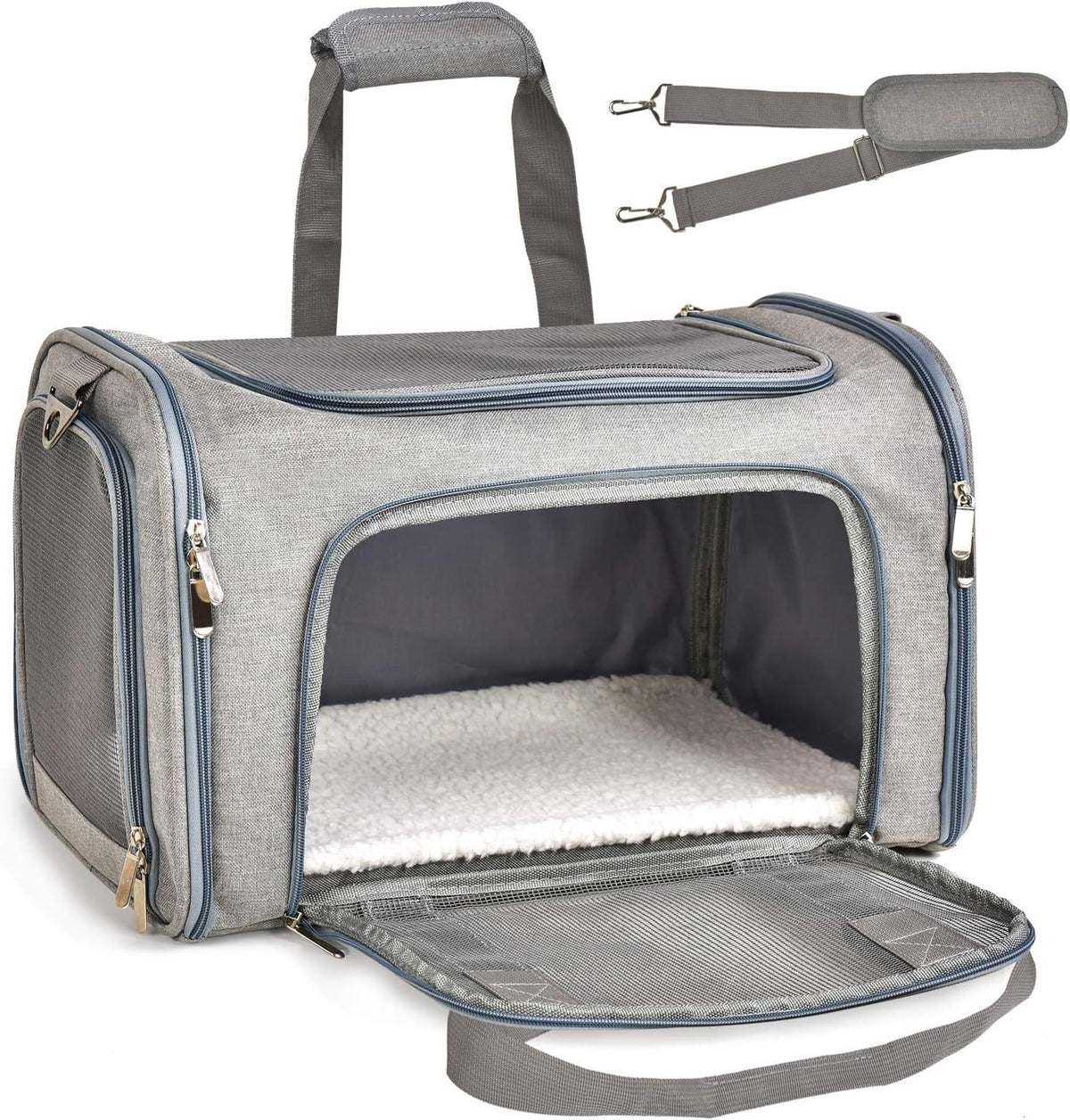 Dog Carrier For Small Medium Cats Puppies Up To 15 Lbs  Carrier Soft Sided, Collapsible Travel Puppy Carrier  Grey