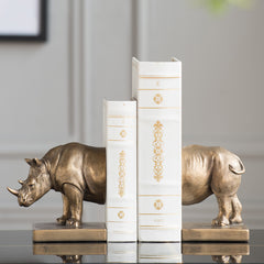 Rhinoceros Ornaments Animal Bookend Decoration American Handmade Book End Resin Craft