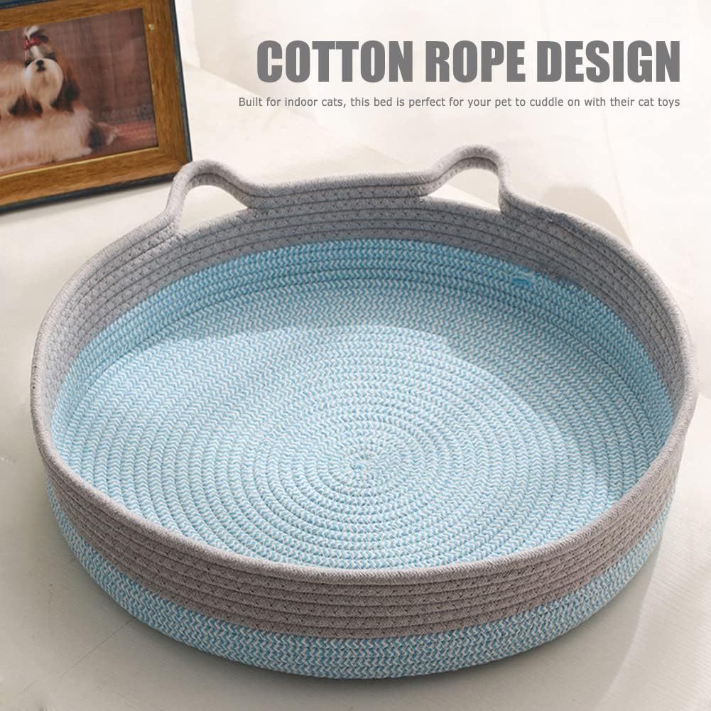 Round Cat Bed For Indoor Cats Cat Basket Bed  Wicker Cat Donut Beds Cooling Cat Nest For Summer Sleeping Washable Pet Pad For Cat Scratching