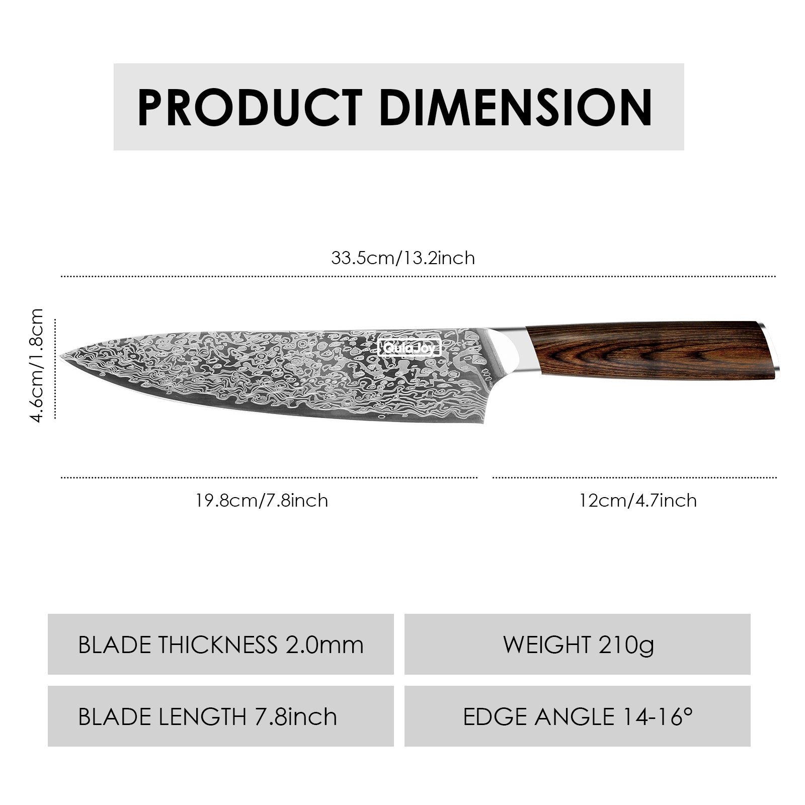 Qulajoy Japanese Chef Knife  Kitchen Knife High Carbon German Steel Cooking Knives Damascus Pattern Japanese Knife With Ergonomic Handle For Home Kitchen Outdoor