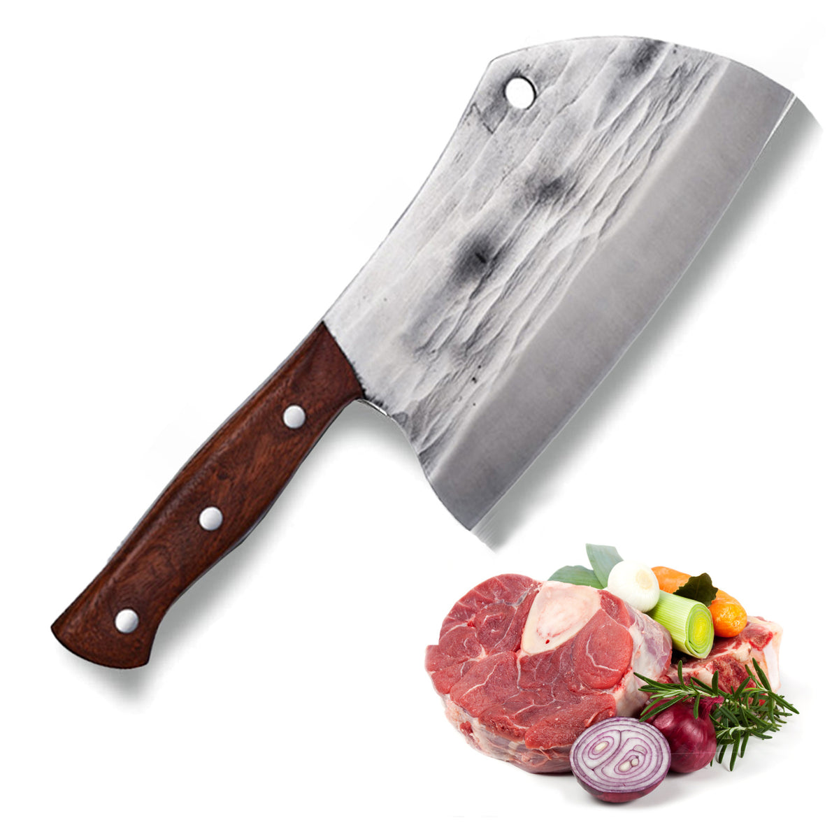 Meat Cleaver Knife Heavy Duty Japanese Hand Forged Chef Knife, Cleaver Knife For Meat Cutting