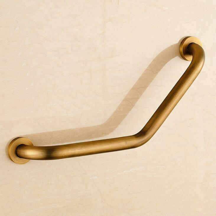 Bathtub Handle With Copper Grab Bars In Bathroom