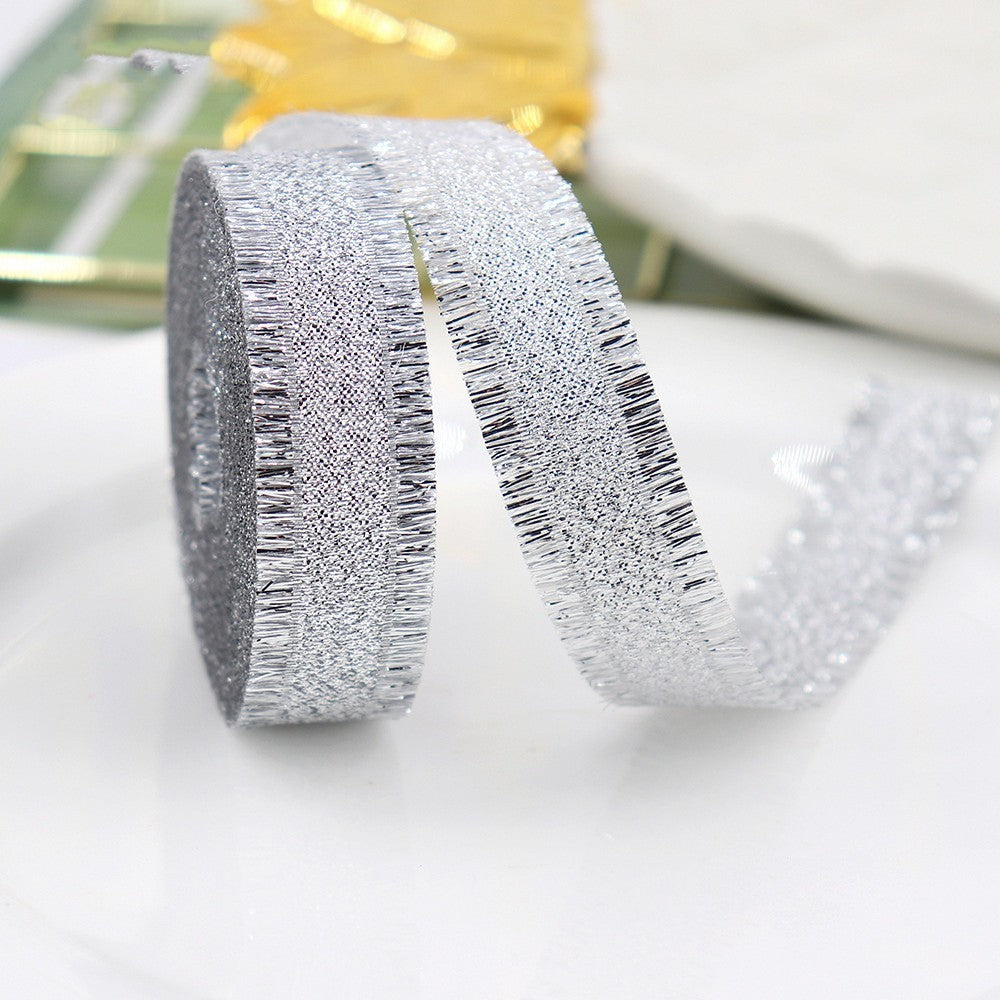 Gift Packaging Wedding Rib Gold And Silver Color Fringe With Bowknot Decorative Baking Ribbon Multicolor