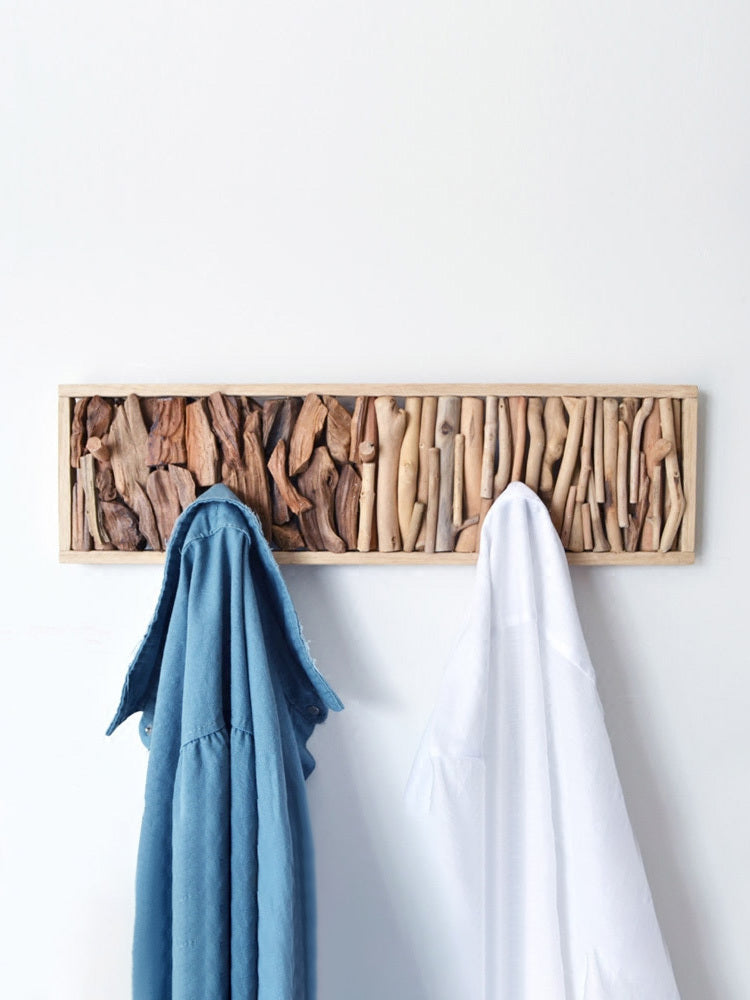 Solid Wood Coat Hook Wall Hanging Hole Free