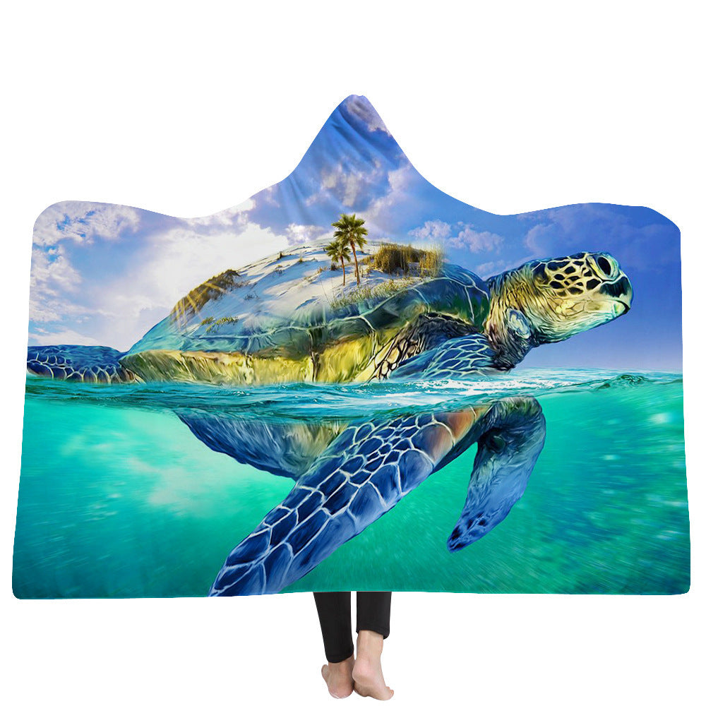 New Ocean Turtle Series Hooded Blanket Cape