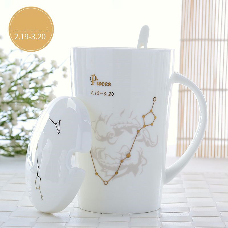 Creative Constellation Mark Ceramic Cup With Lid