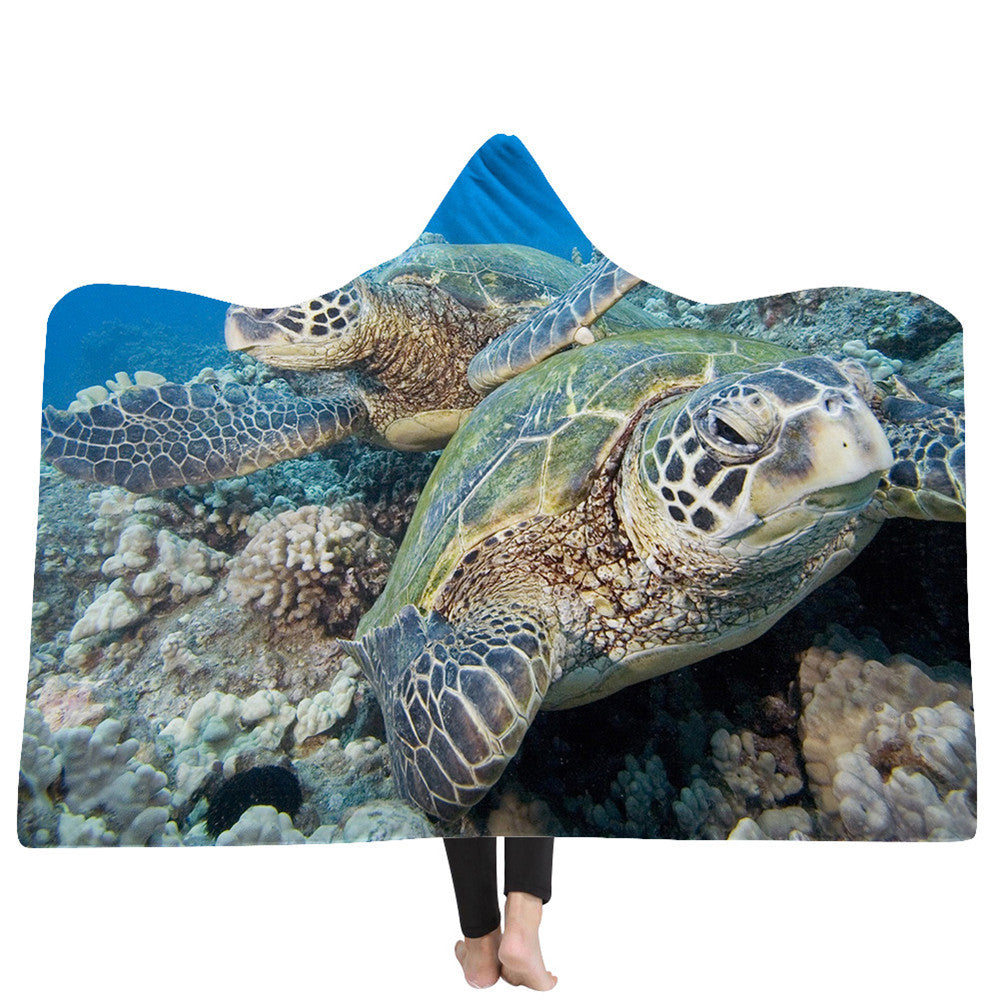 New Ocean Turtle Series Hooded Blanket Cape