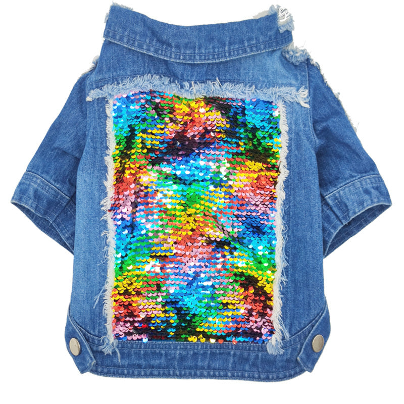 Sequin Denim Large Medium And Small Dog Jacket