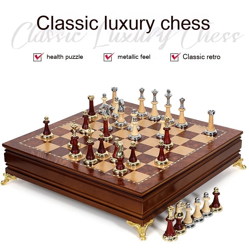 Luxury Metal Solid Wood Desktop Good Storage Chess