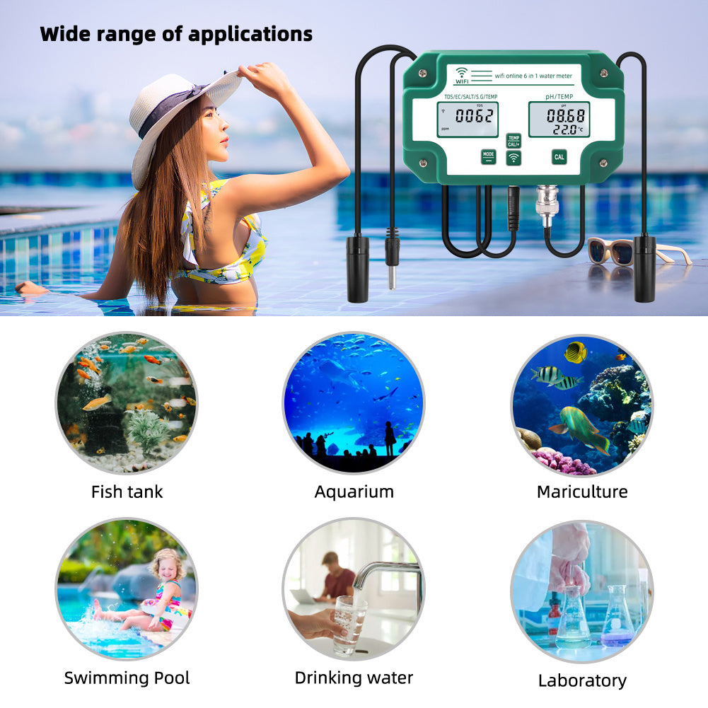 Multi-function With WiFi Online Detection Digital Display PH TDS Temperature EC Acid-base Salinity Meter Test Instrument