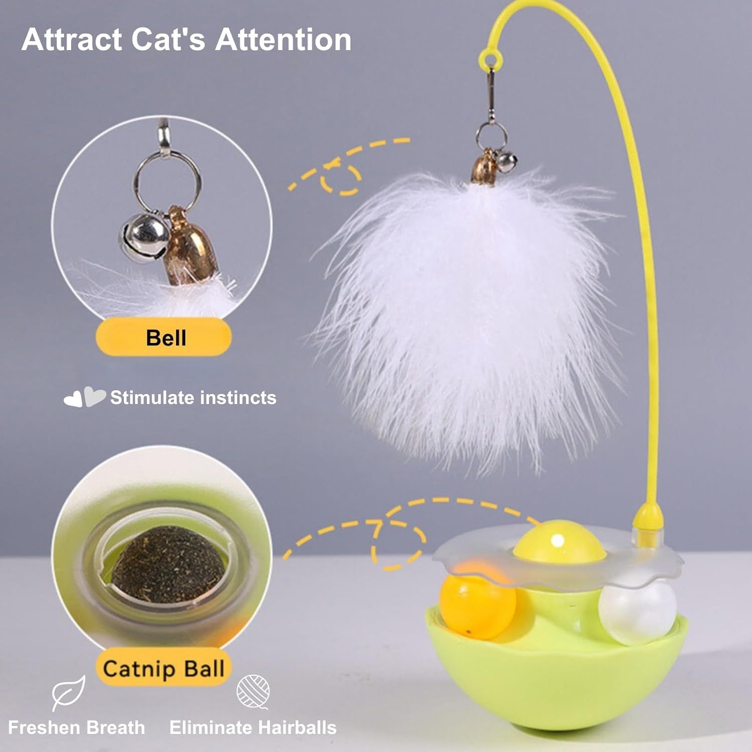 Interactive Cat Tumbler Toy Catnip Feather Teaser With Bell Track Balls Kitten Toy For Indoor Cats Exercise