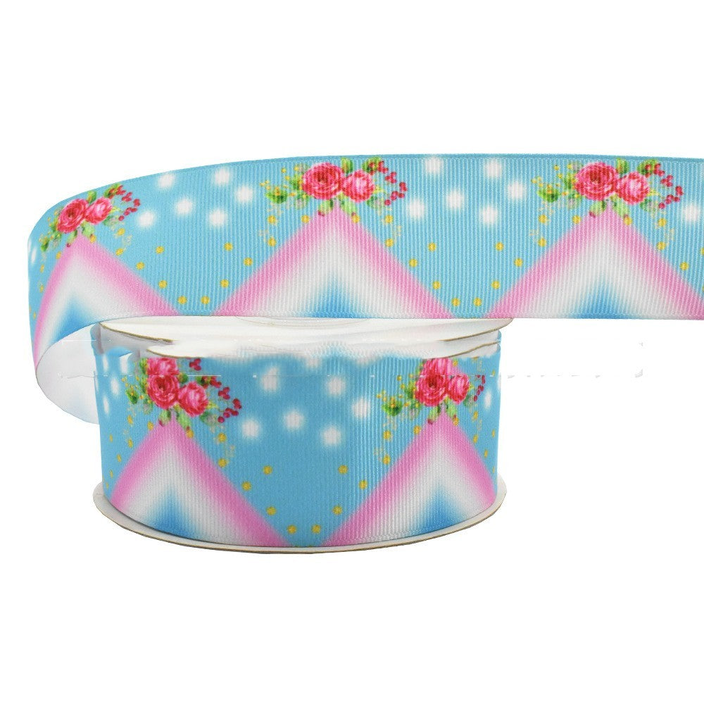 Digital Printing Ribbon Bow Handmade Webbing Satin Gradient Plaid