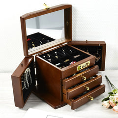 Combination Lock Solid Wood Jewellery Box