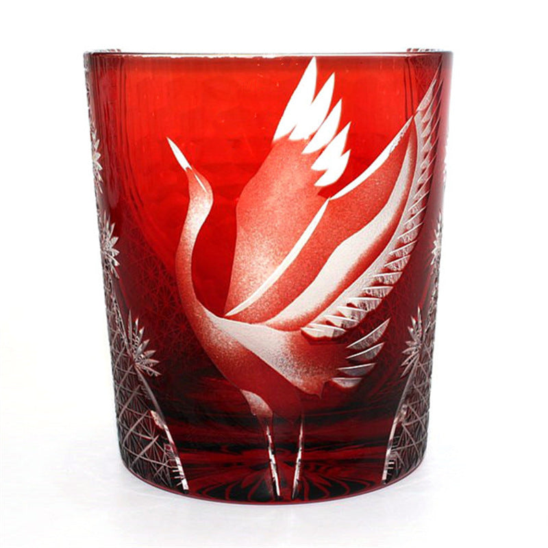 New Japanese Edo Kiriko Pine Crane Whiskey Glass