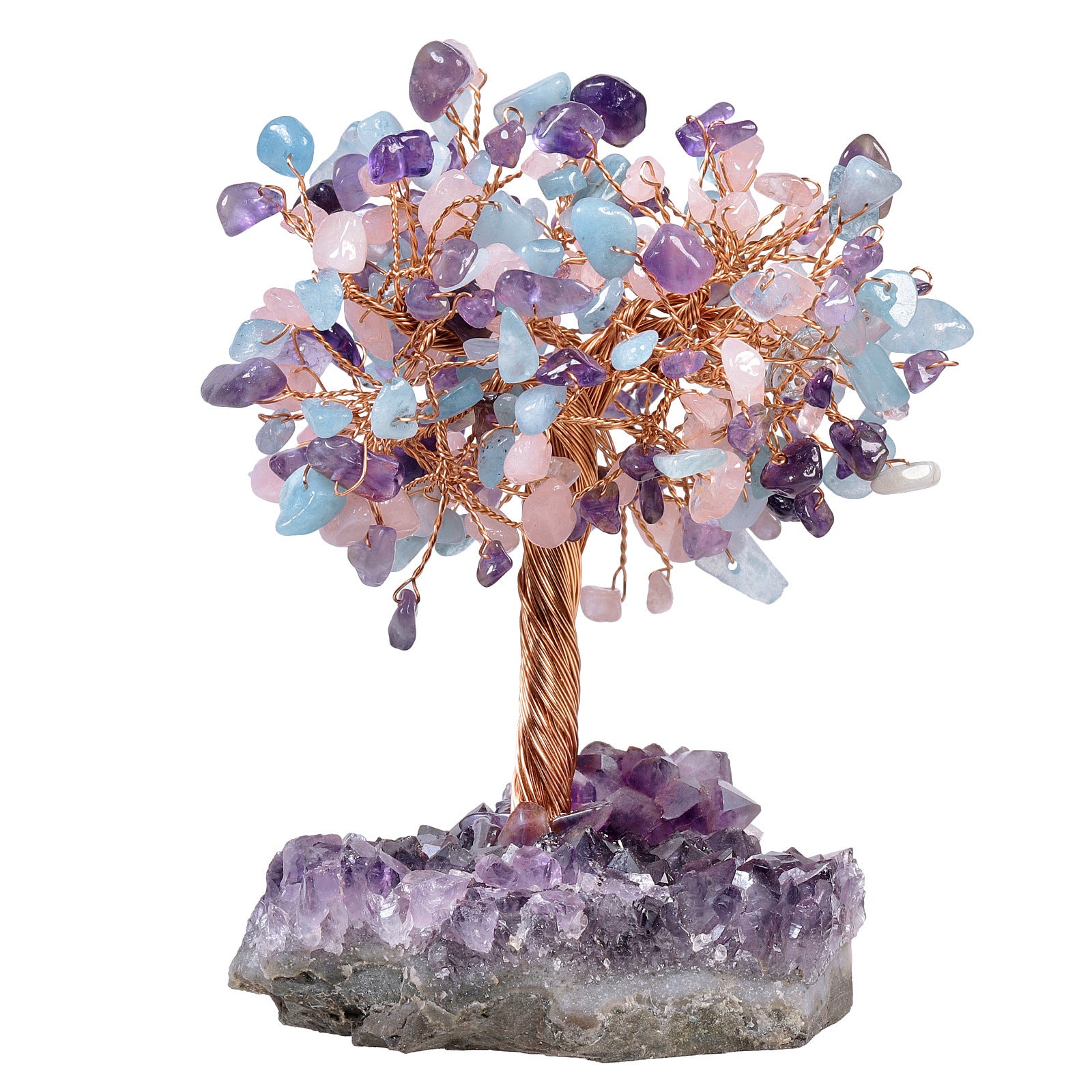 Natural Amethyst Flower Regular Base Tree Gravel Handicraft Ornaments