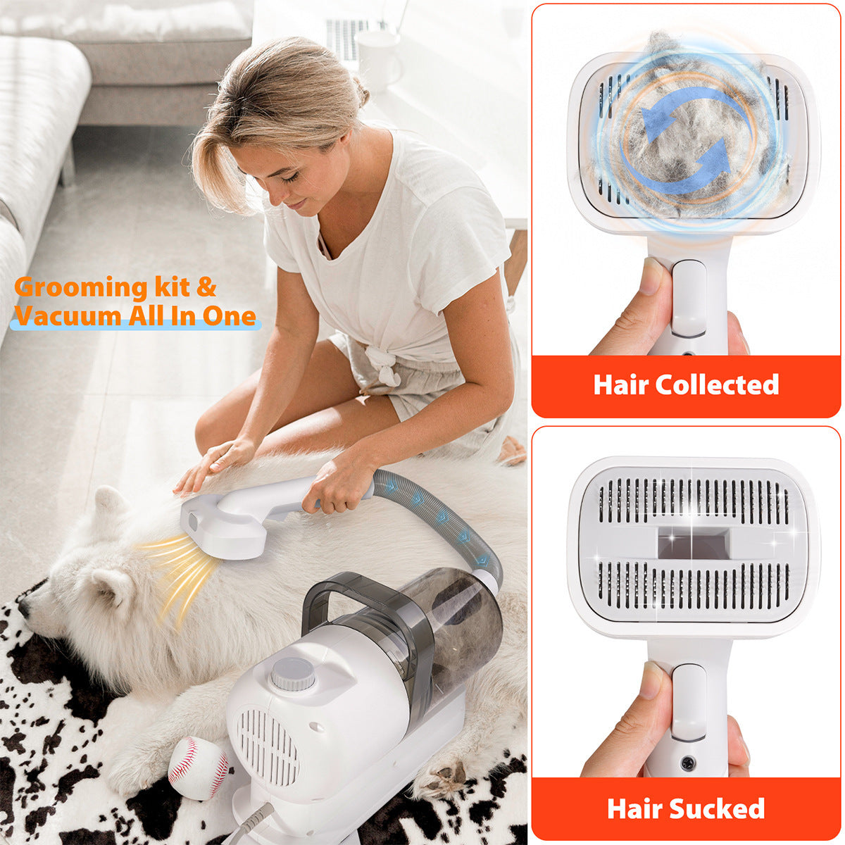 Pet Suction And Scissors All-in-one Machine Dust Collection Suit Multi-function Hair Care Device