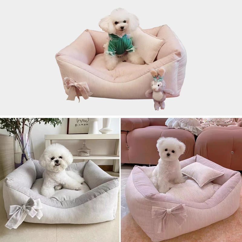 Polarizhen New Cotton And Linen Kennel Removable And Washable Pet Maltese Xi Shi Four Seasons Cat Nest Ins