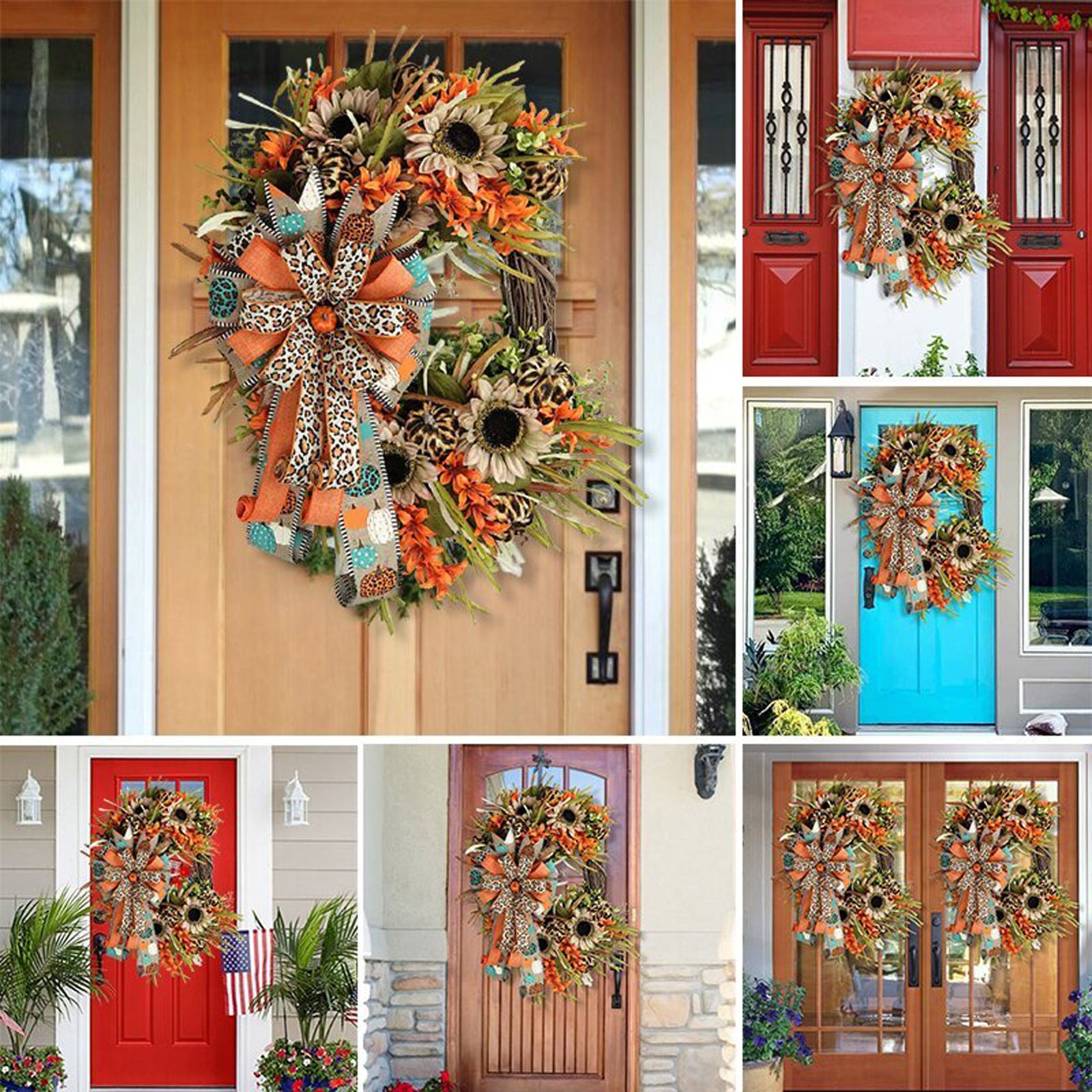 Artificial Plant Front Decoration Leopard Garland Sunflower Door Hanging