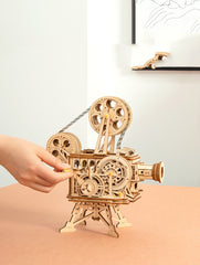 If The State KL501 601 Wooden Puzzles Play 3D Puzzle Assembling The Old Projector, The Pendulum Clock DIY Gift