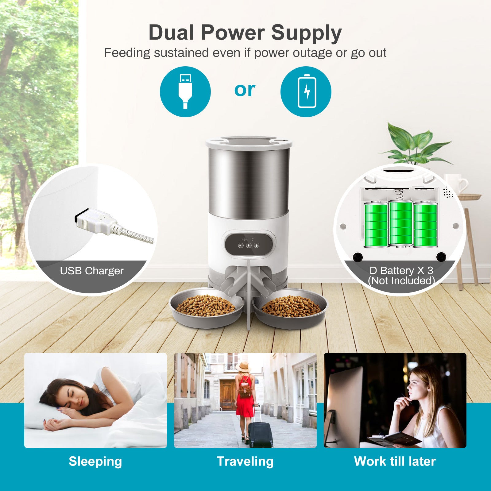 Feeder Dog Timing Recording 45L Double Meal