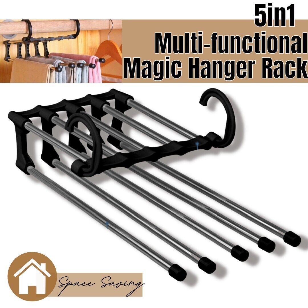 Wonder Metal Magic Hanger Pants Clothes Rack Hooks Space Saver Closet Organizers