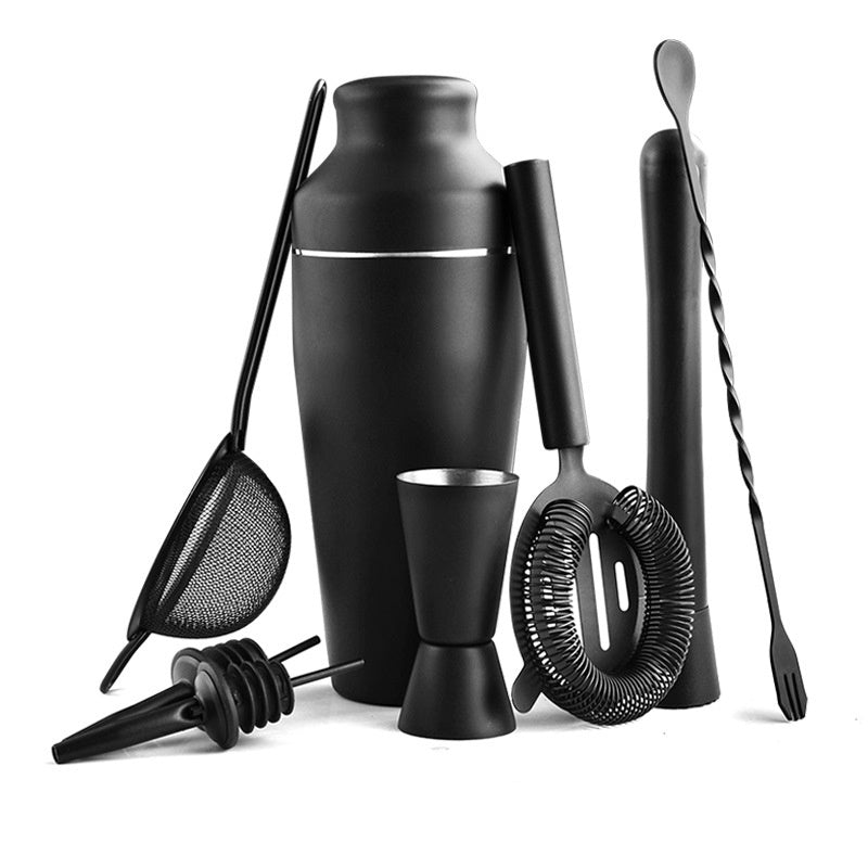 Stainless Steel Cocktail Shaker Set Black Spray Paint 8 Pieces