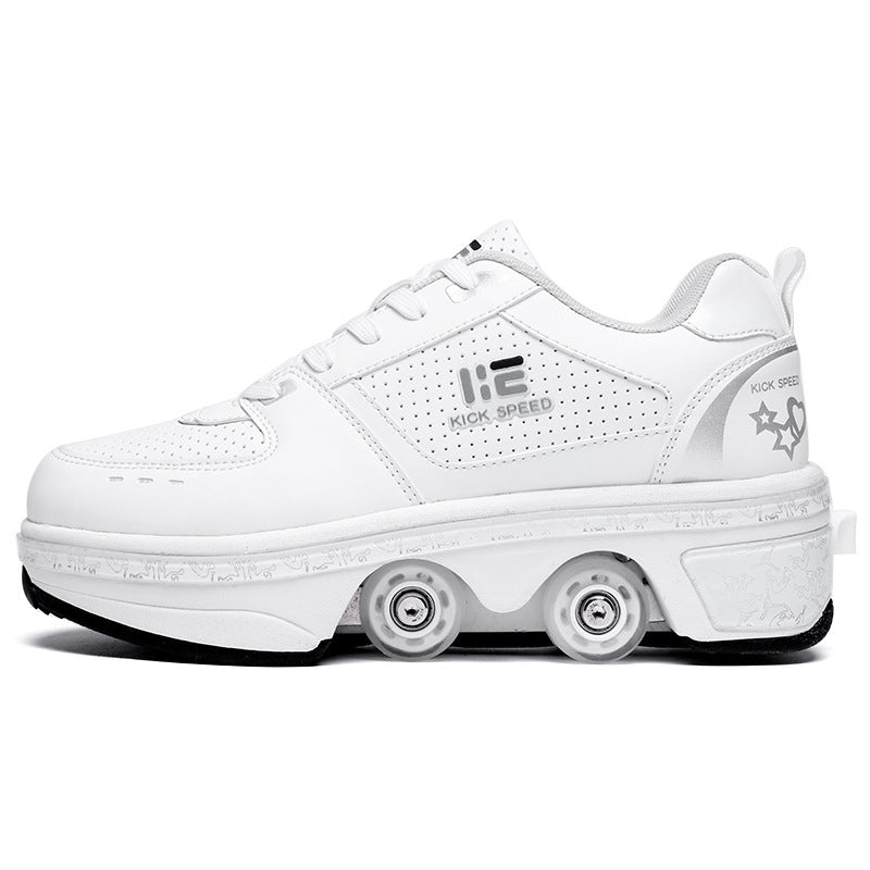 Good Product Dual-purpose Roller Skates, Deformed Shoes, Double Row Roller Skates