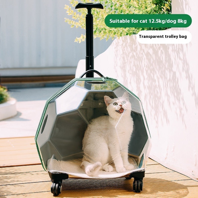 Pet Trolley Portable Cat Luggage Transparent Large Dog Suitcase Trolley Space Capsule