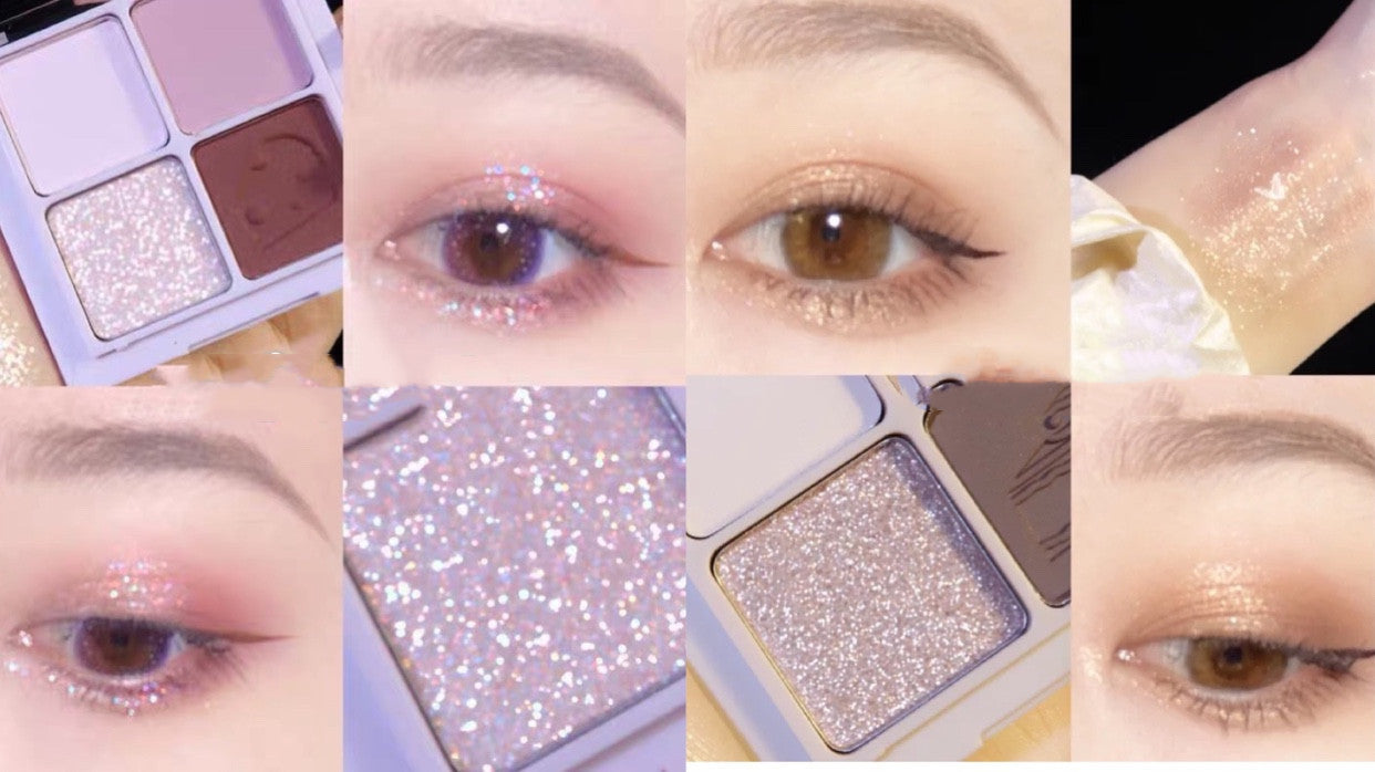 Four-color Eyeshadow Palette Matte Pearlescent Earth Gray Purple Waterproof Sequin Glitter Student