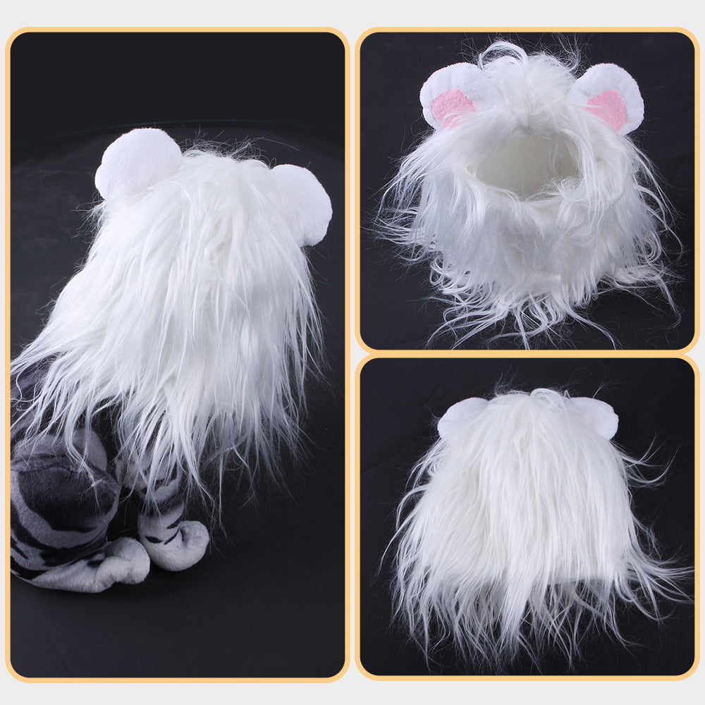 Pet Cat Headgear Wig Hat Pet Cat Funny Dress Up, Puppy Cat Cat Clothing Lion Headgear