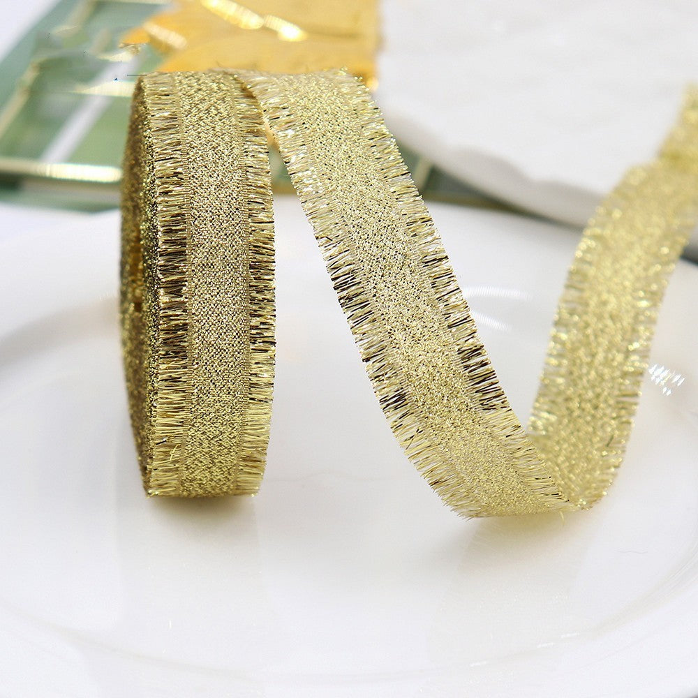 Gift Packaging Wedding Rib Gold And Silver Color Fringe With Bowknot Decorative Baking Ribbon Multicolor