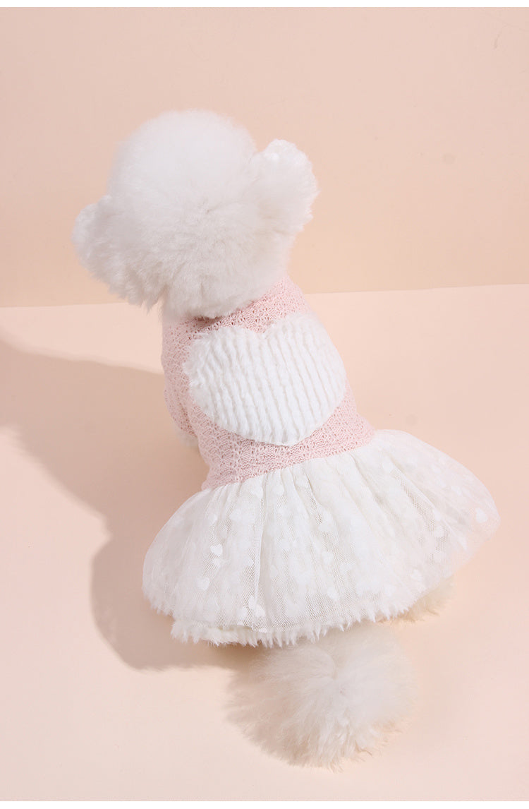 Cute Pet Dog Thick Wool Knitted Love Skirt