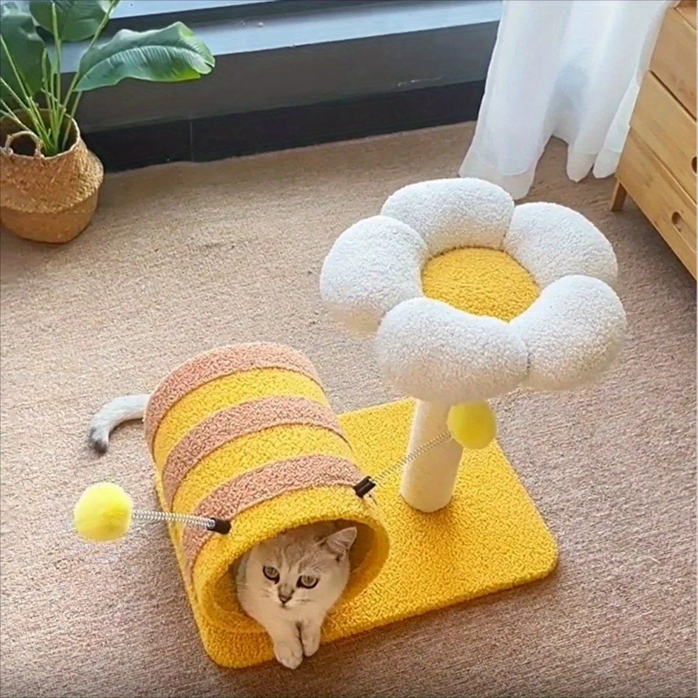 Bee Cat Climbing Frame Sisal Cat Scratching Board No Debris Or Occupation Of Cat Scratching Post Cat Supplies  Cute Cat Tree Cat Scratching Post With Tunnel