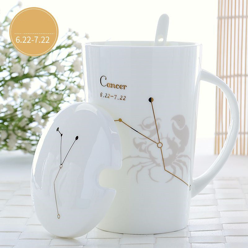 Creative Constellation Mark Ceramic Cup With Lid