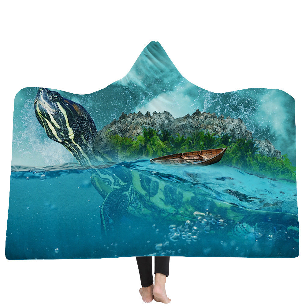 New Ocean Turtle Series Hooded Blanket Cape